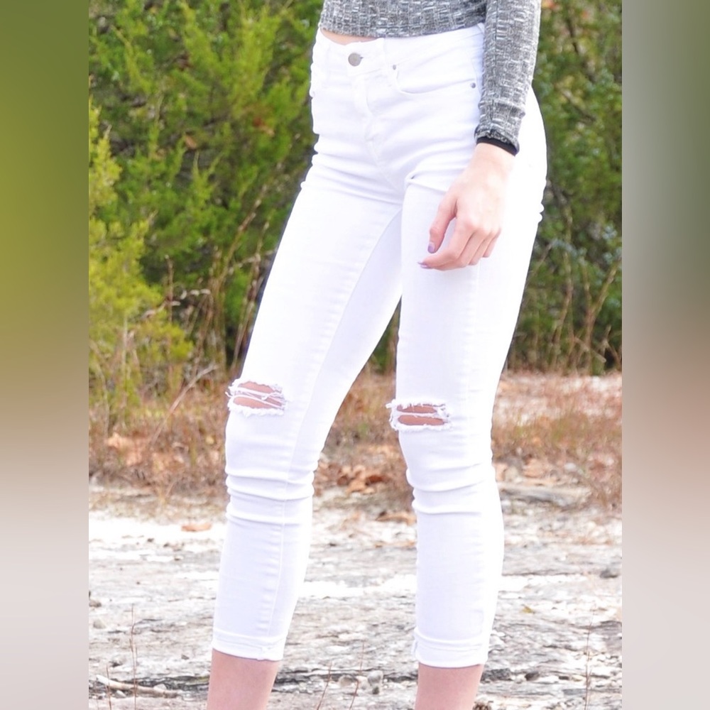 White ripped jeans